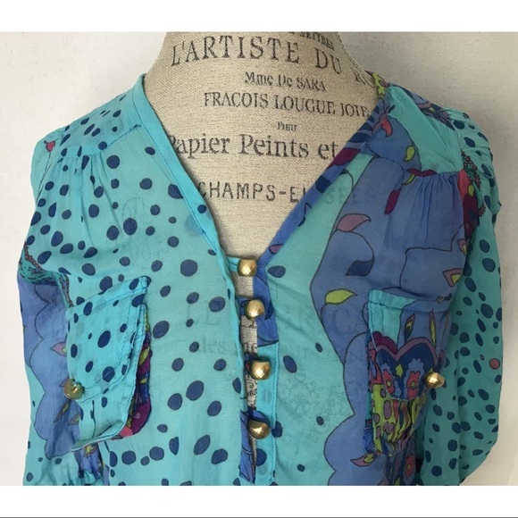 Natalie Anne Floral Watercolor Blouse Size XS - Picture 7 of 12